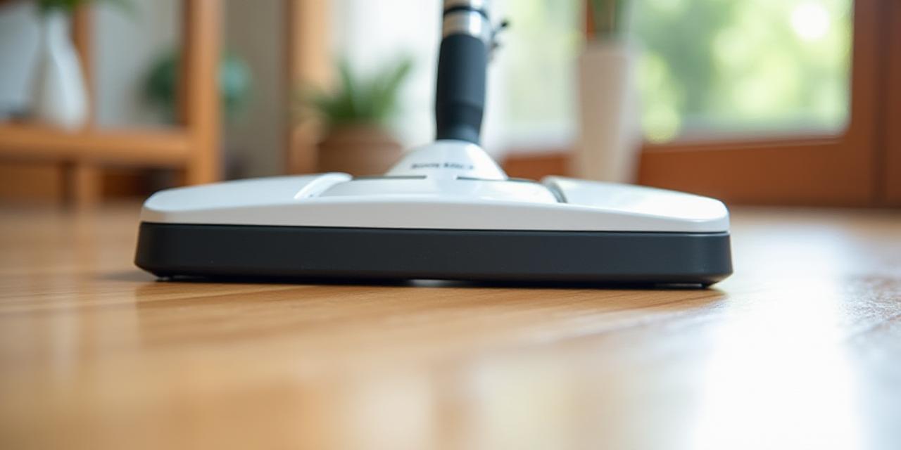 Professional cleaning equipment on a clean wooden floor