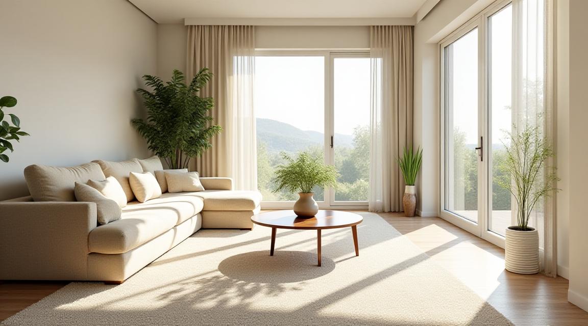 Pristine modern living room cleaned by [[COMPANY_NAME]]